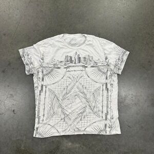 Y2K Guess white all over print graphic tee SZ Med